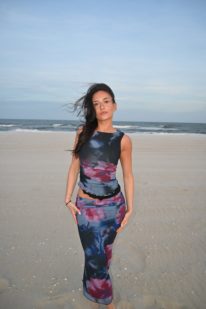 Sunset Mesh Maxi Skirt