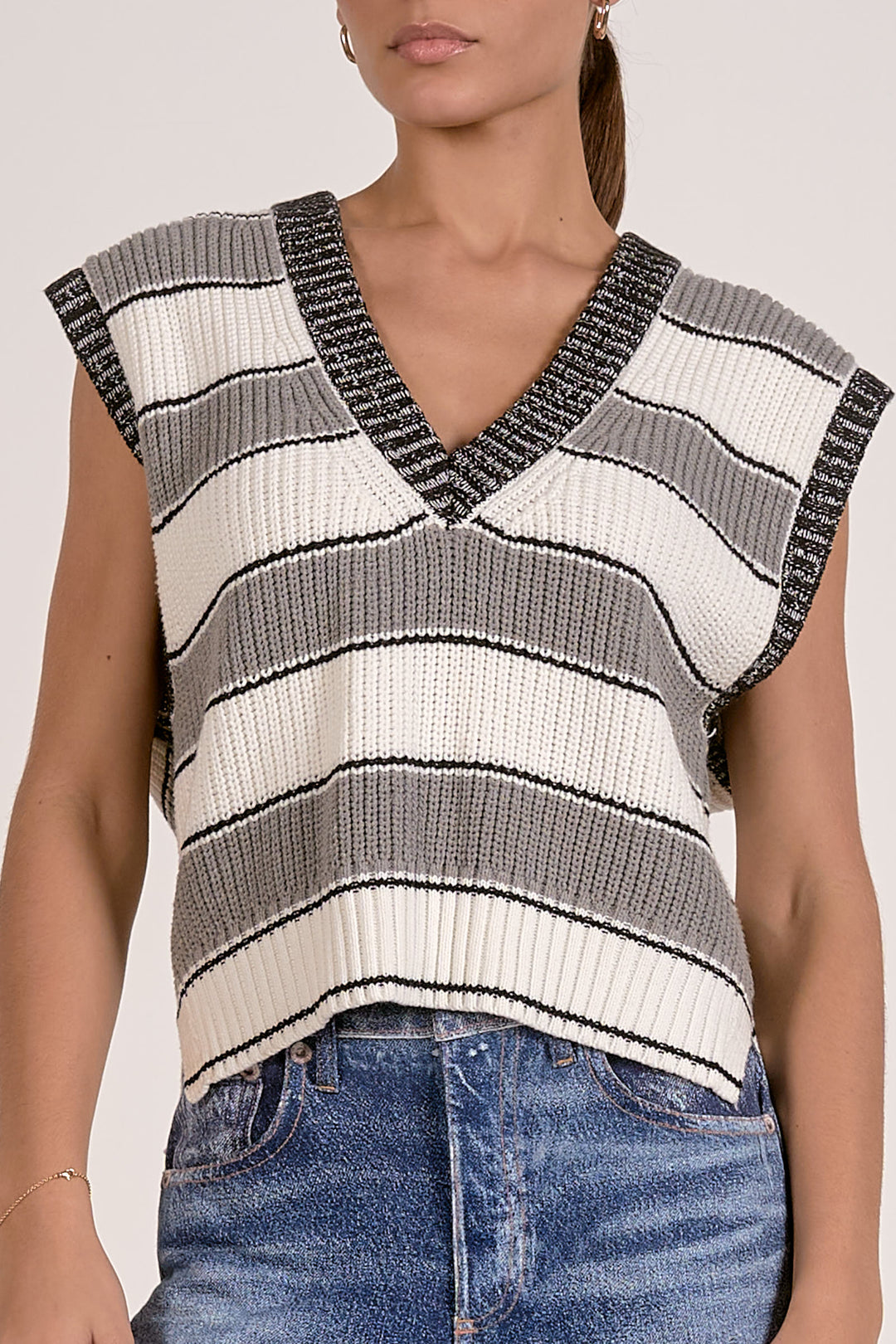 Striped Knit Vest