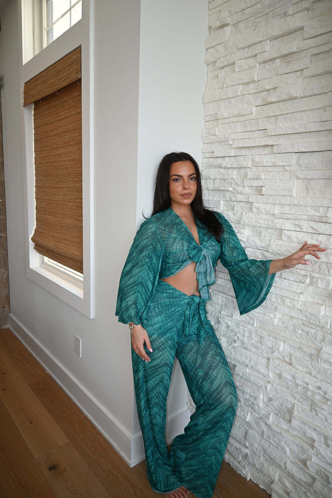 Emerald Serpent Sheer Beach Pants