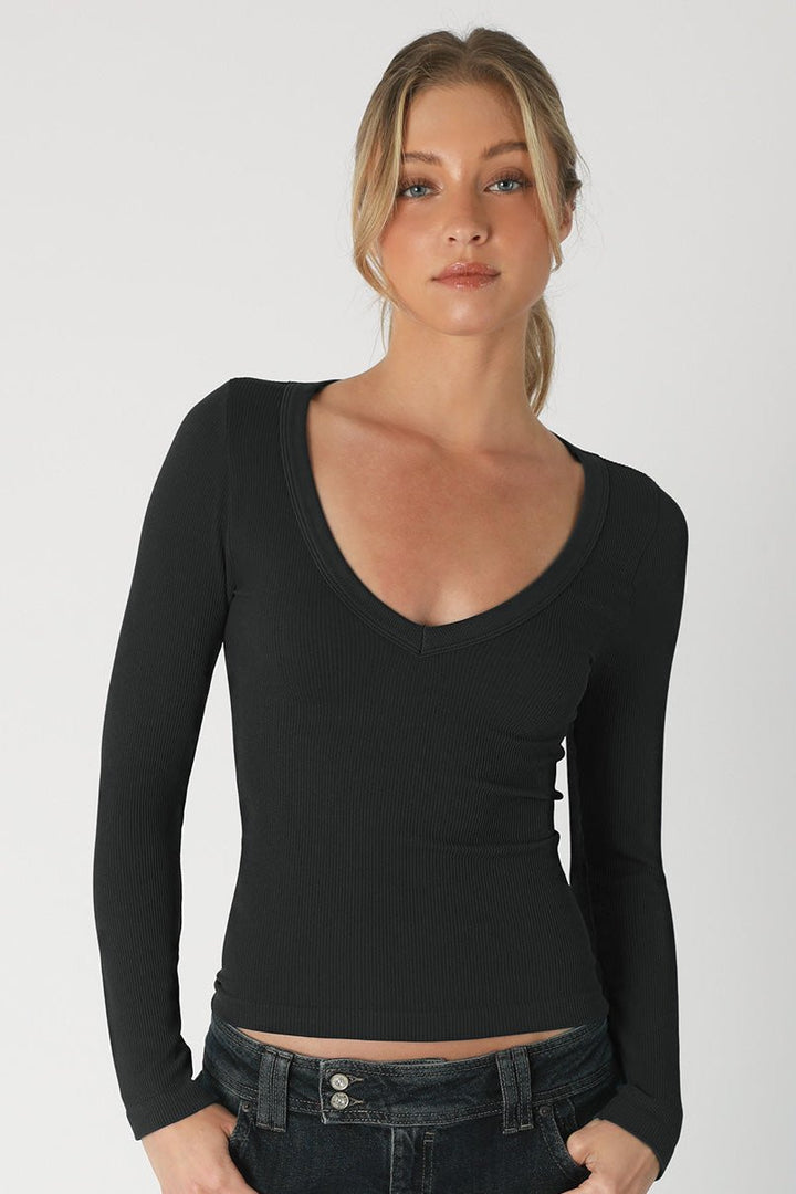 Deep V Long Sleeve