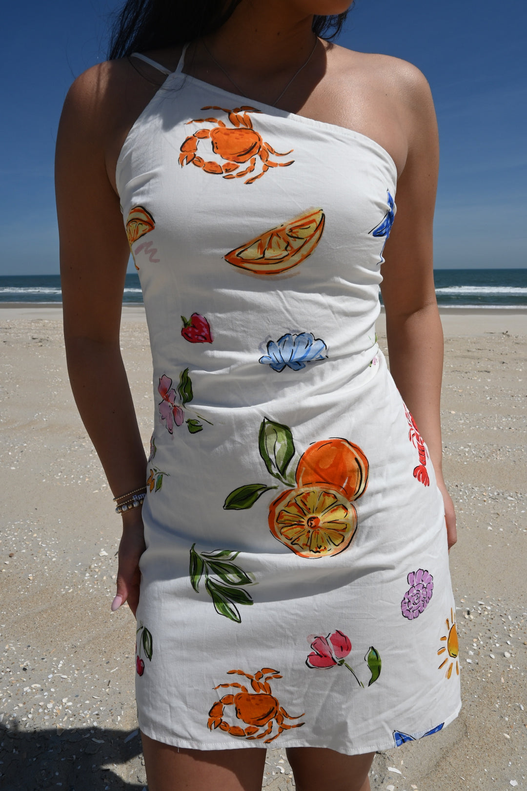 Summer Print One Shoulder Mini Dress