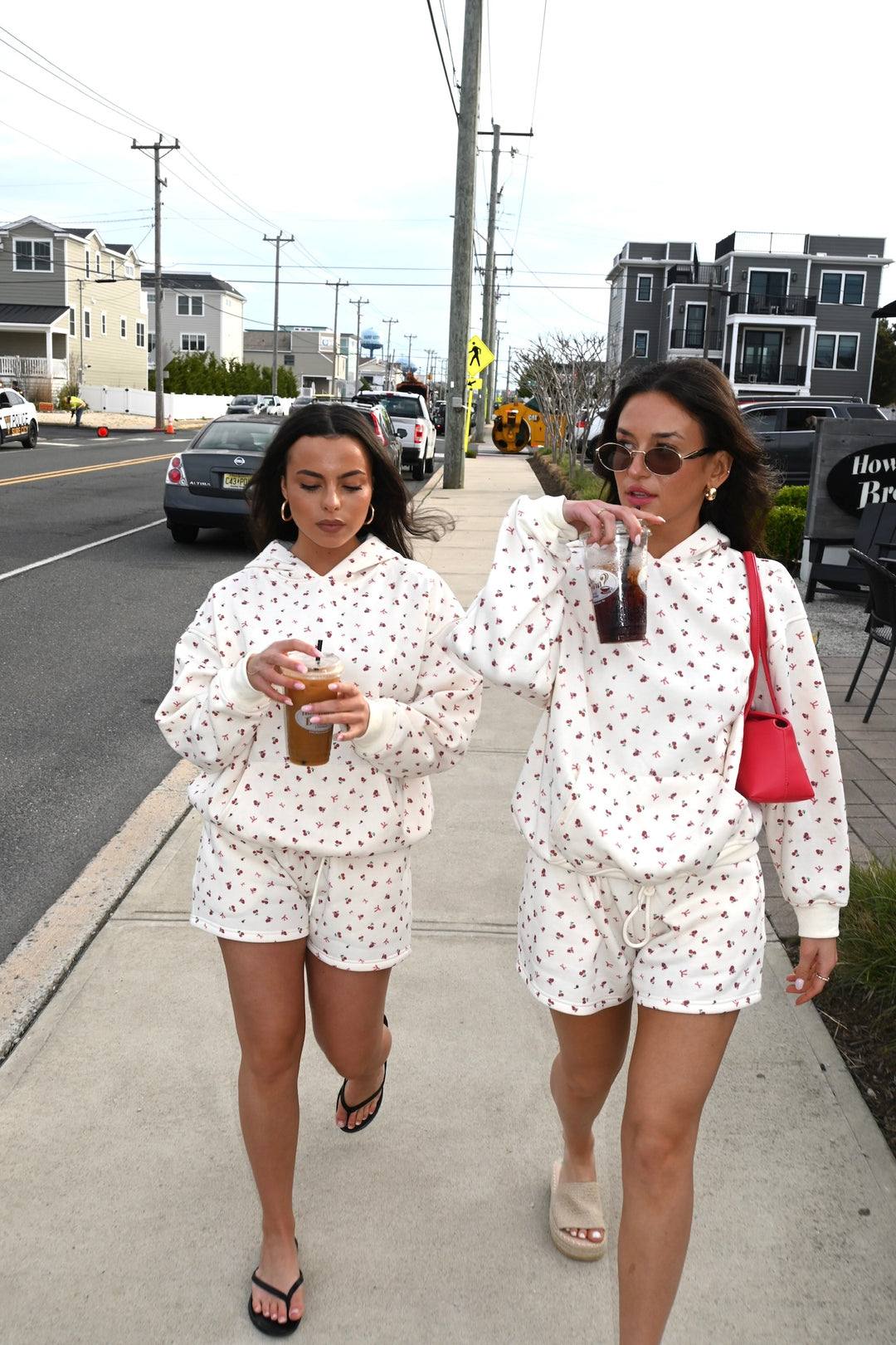 Cherry Bow Print Sweat Shorts