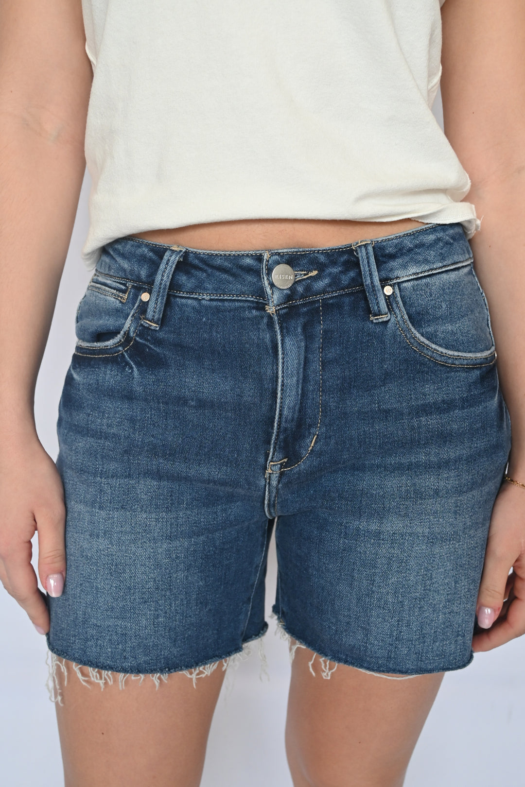 Vintage Edge Frayed Denim Shorts