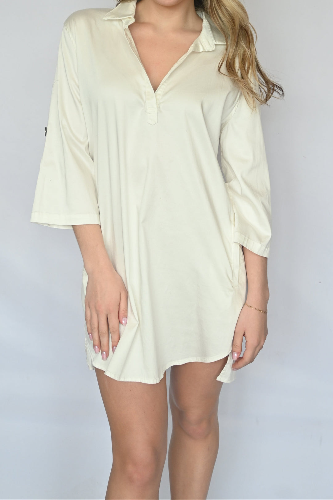 Timeless Elegance 3/4 Sleeve Shirt Dress