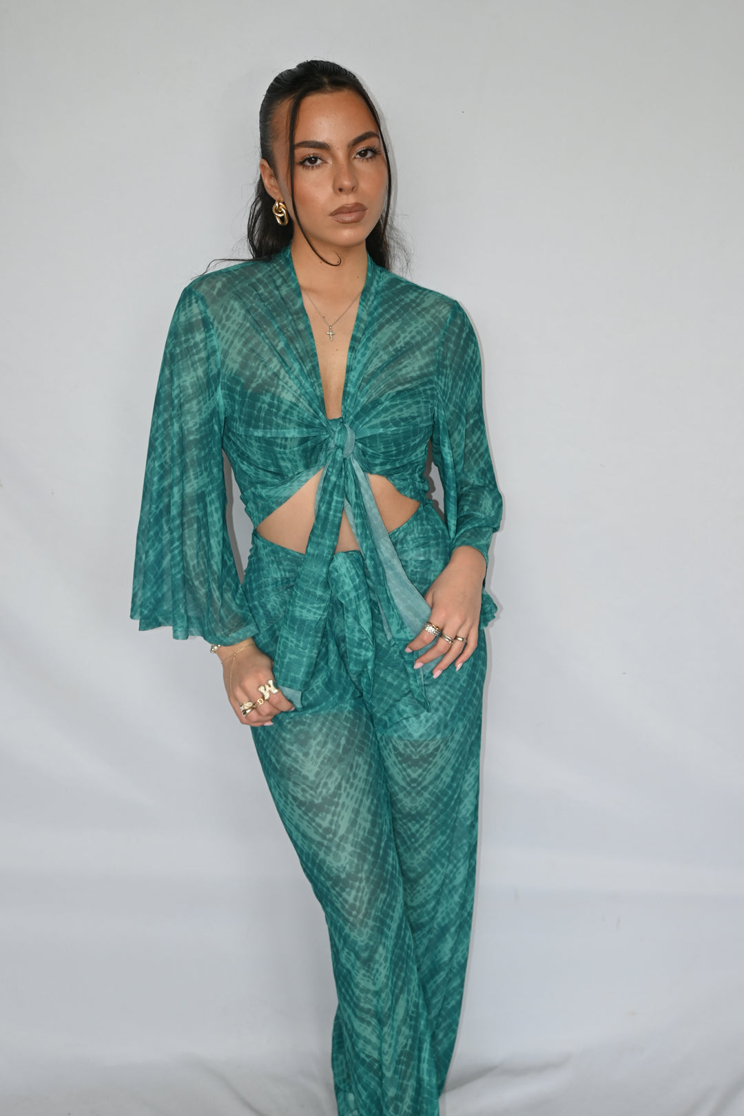 Emerald Serpent Sheer Beach Pants