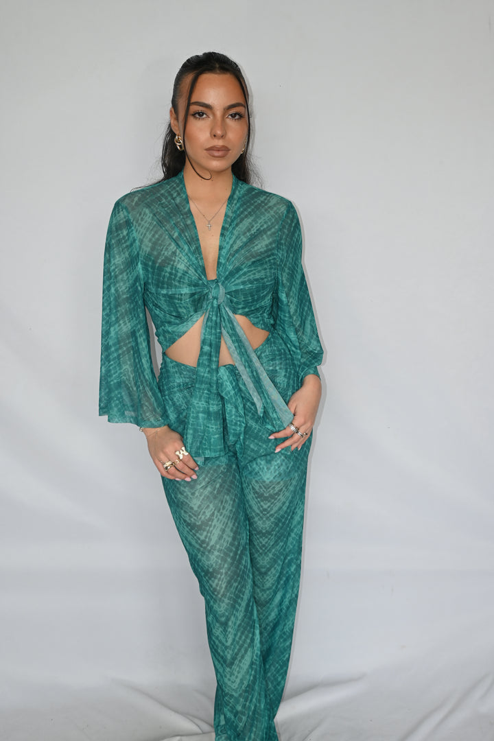 Emerald Serpent Sheer Beach Pants