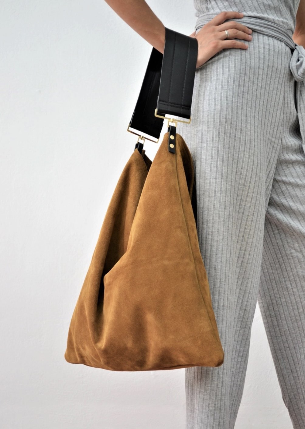 Thea Caramel Suede Tote