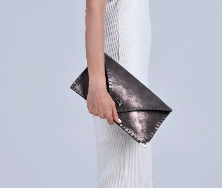 Khloe Sparkle Leather Clutch
