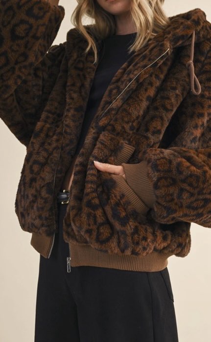 Leopard Print Fur Hoodie Jacket