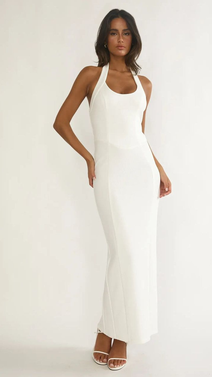 evyn halter maxi dress Hannah XS / White Falling into a long Size:XL-Petite filter_color:BLACK Off-The-Shoulder Floral Printed Maxi