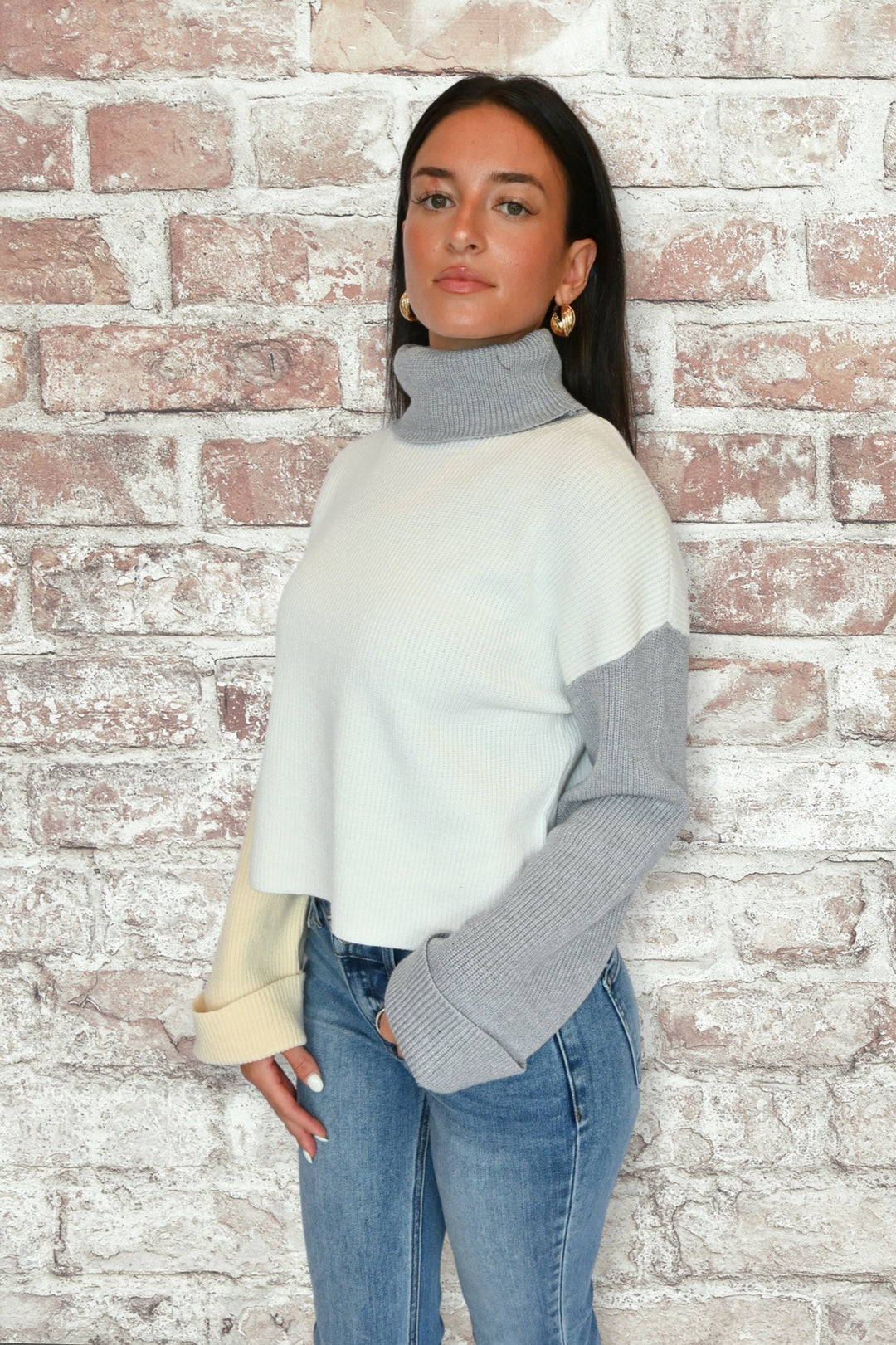 Colorblock Turtleneck Sweater