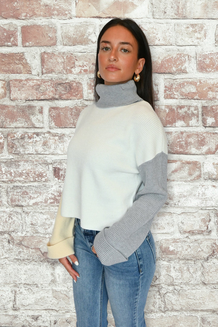 Colorblock Turtleneck Sweater