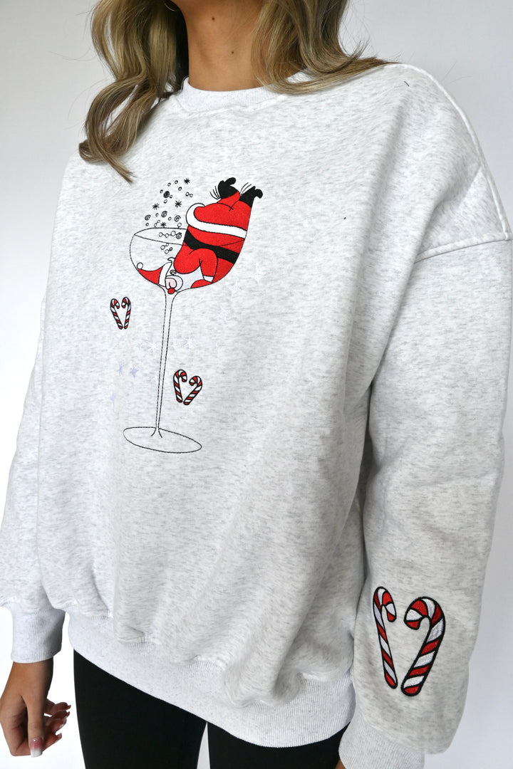 Tipsy Santa Embroidered Crewneck