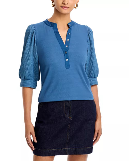 MARINA MIXED MEDIA RIBBED TOP