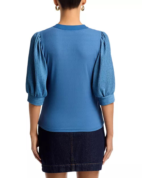 MARINA MIXED MEDIA RIBBED TOP