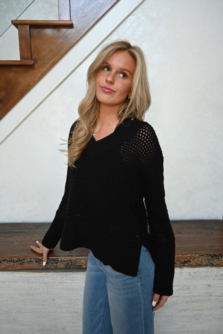 Cameron Crochet V-Neck Sweater