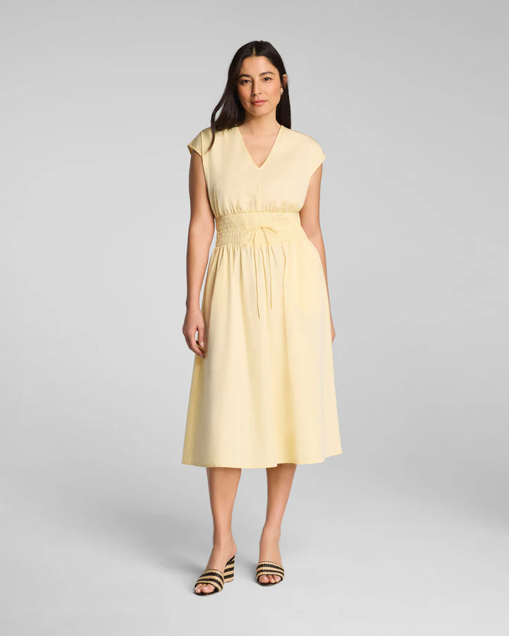 Poplin Smocked Midi Shirt Dress