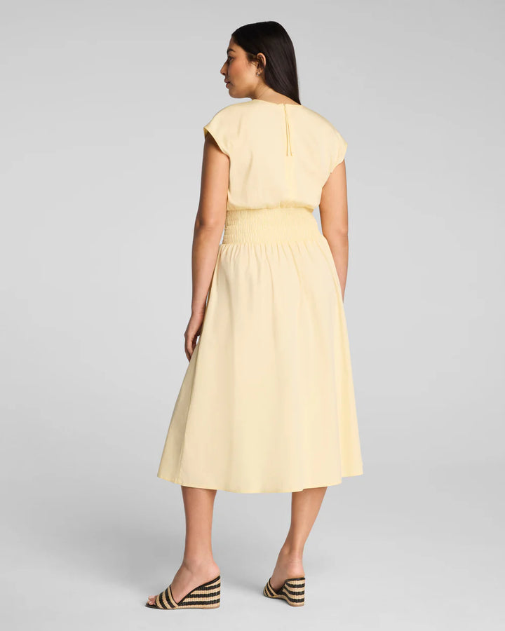Poplin Smocked Midi Shirt Dress