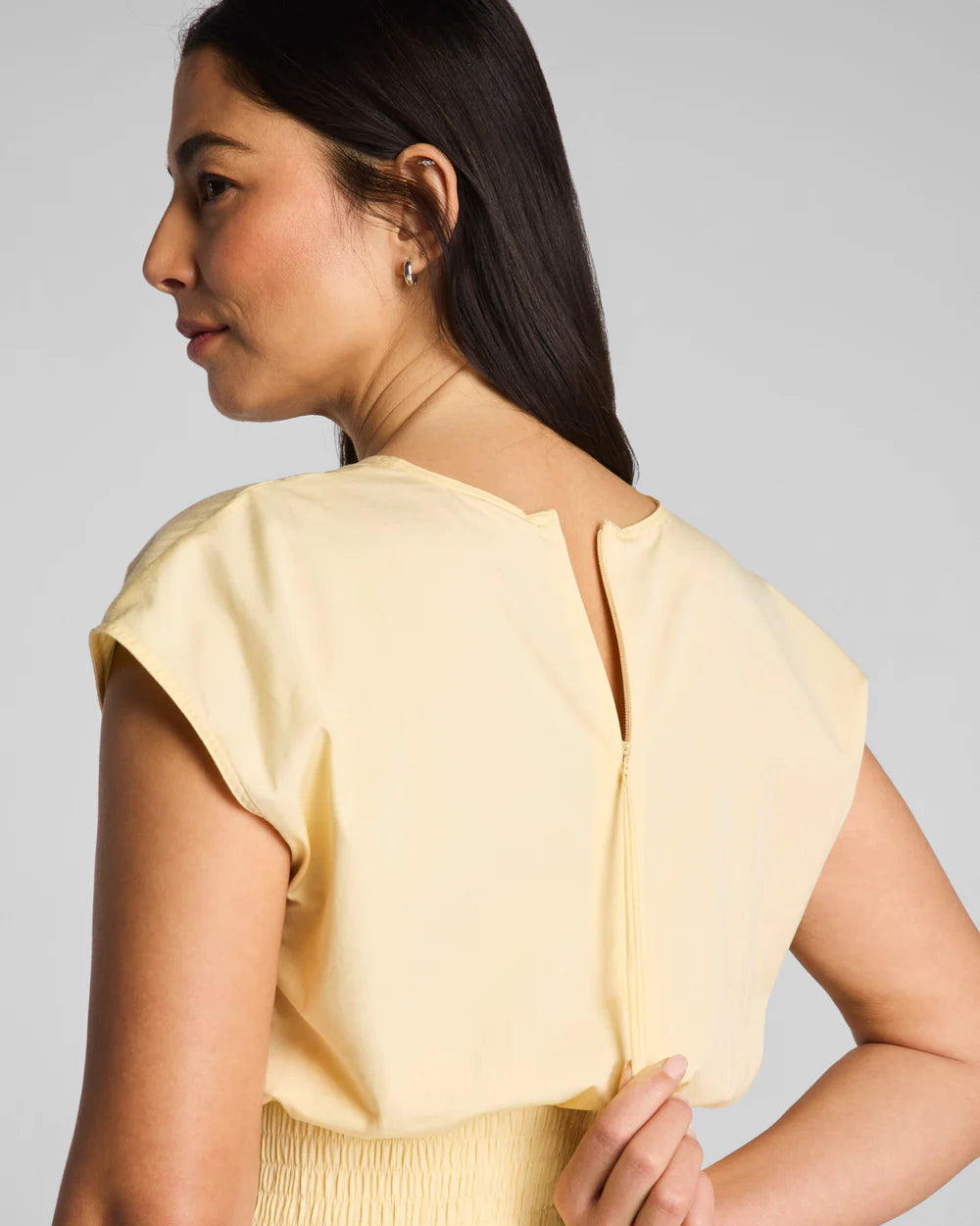 Poplin Smocked Midi Shirt Dress