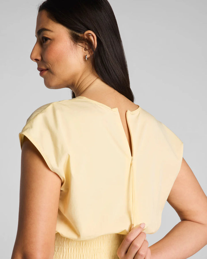 Poplin Smocked Midi Shirt Dress
