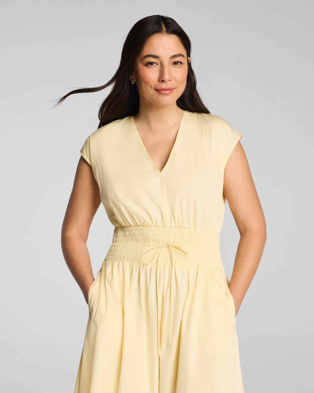 Poplin Smocked Midi Shirt Dress