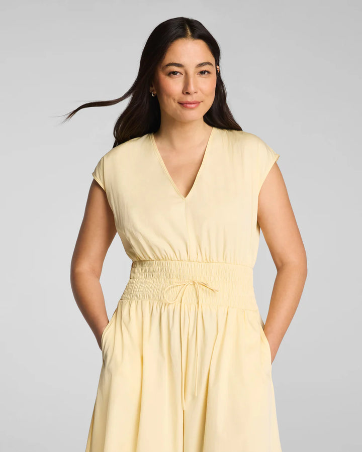 Poplin Smocked Midi Shirt Dress