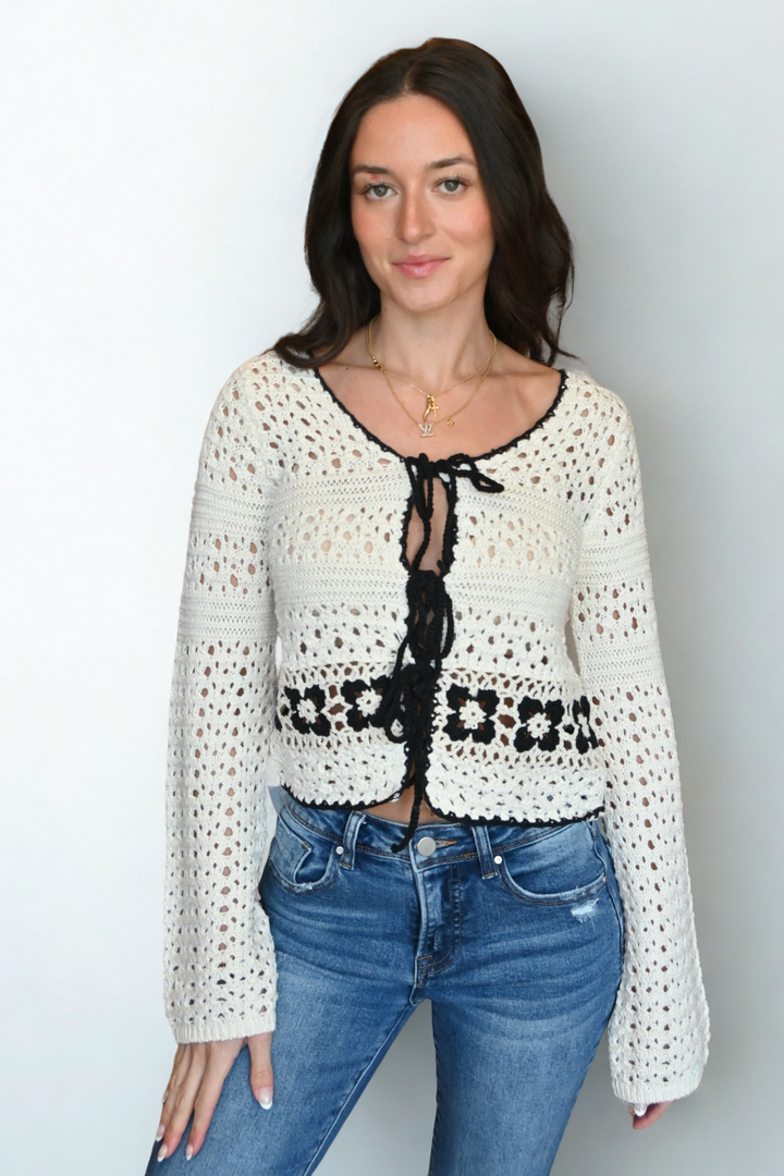 Cici Crochet Floral Cardigan