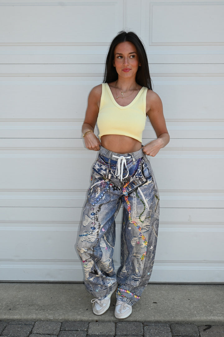 Piper Printed Barrel Jeans