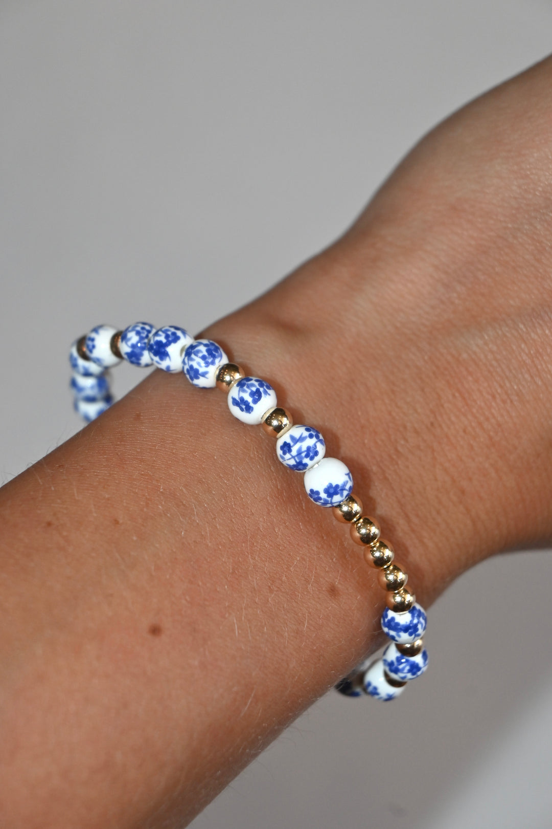 Lotus Floral Porcelain Beaded Bracelet