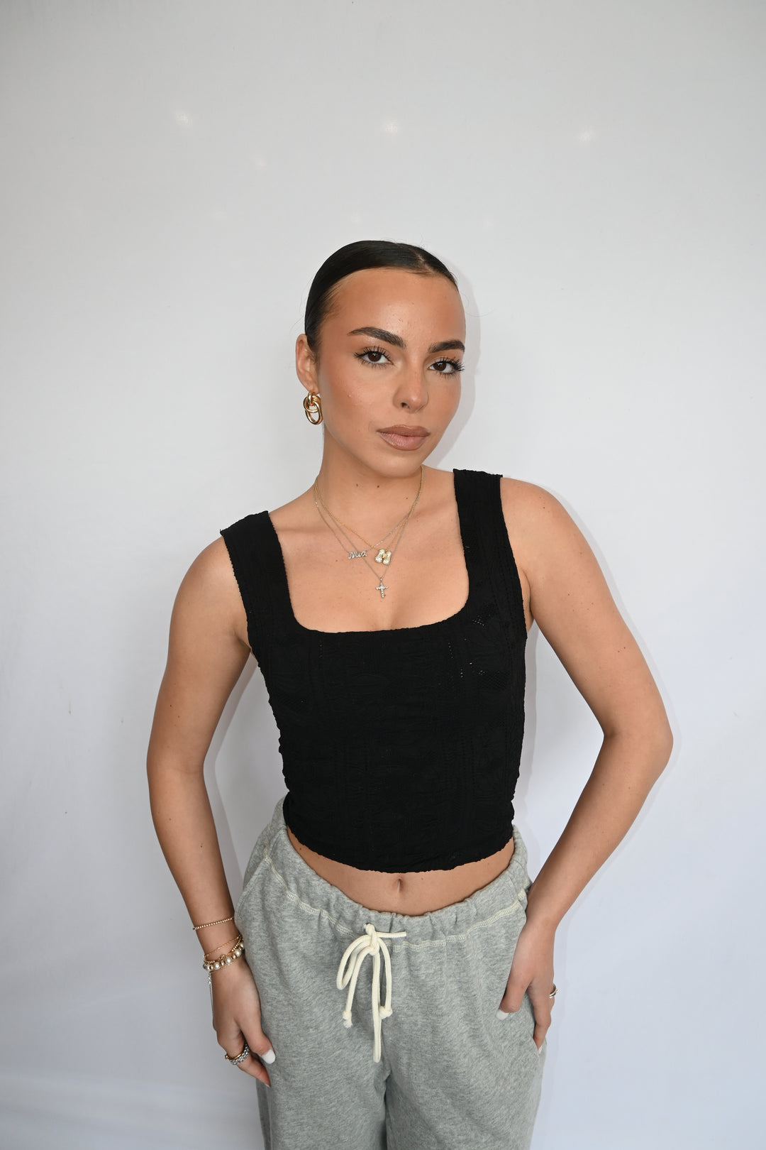 Double Lace Square Crop Top