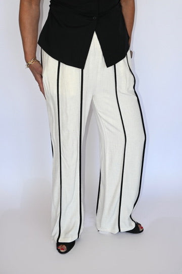 Earthy Linen Striped Pants