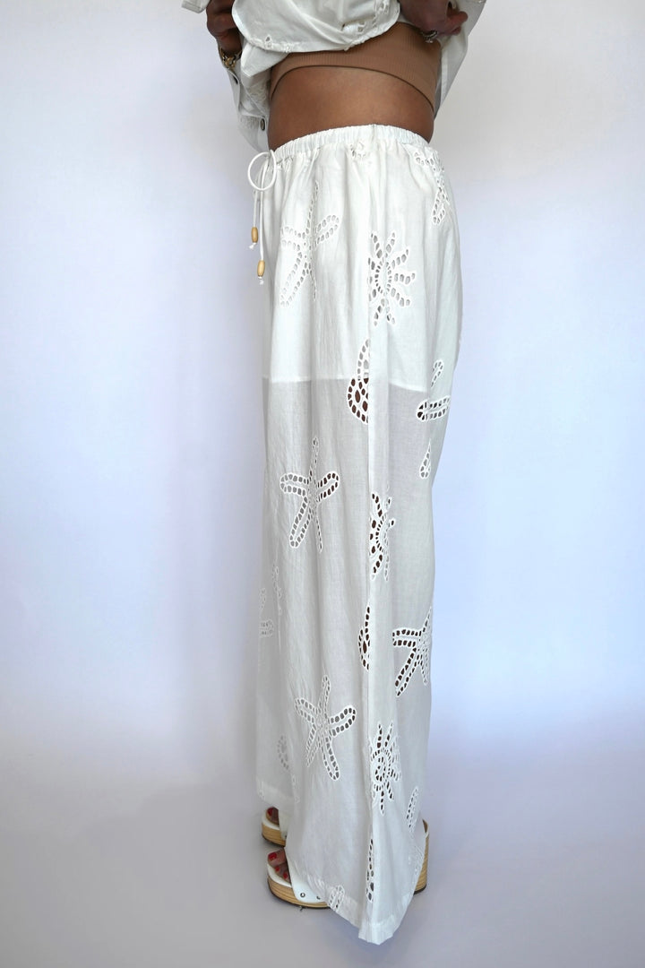 White Ocean Eyelet Pants