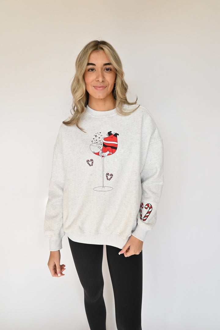 Tipsy Santa Embroidered Crewneck