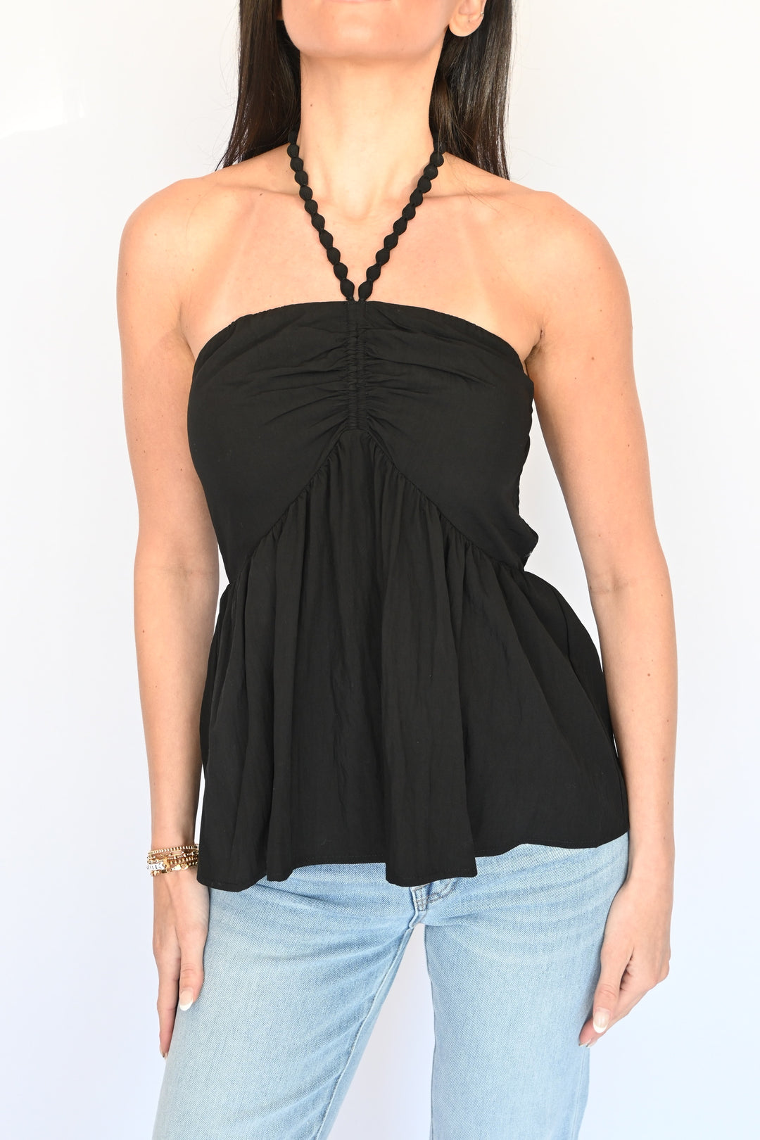 Pom-Pom Tube Halter Top