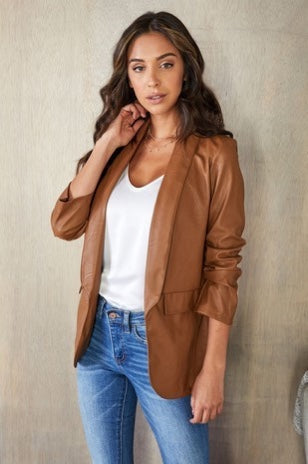 3/4 Ruched Sleeve Blazer