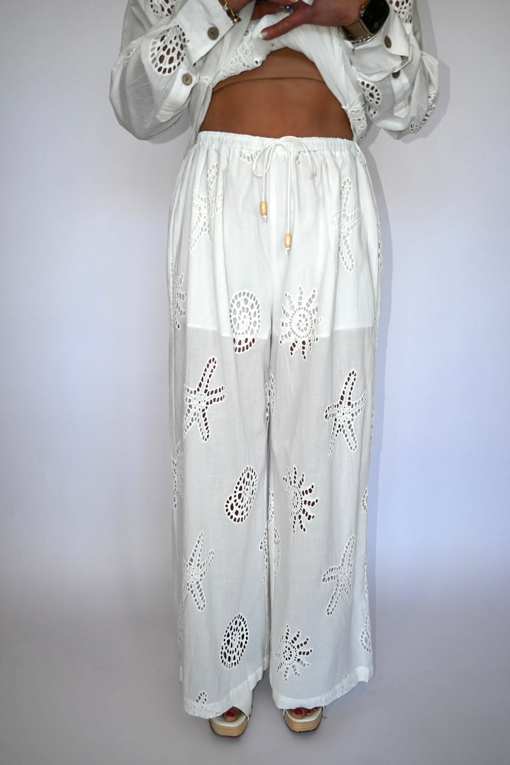 White Ocean Eyelet Pants