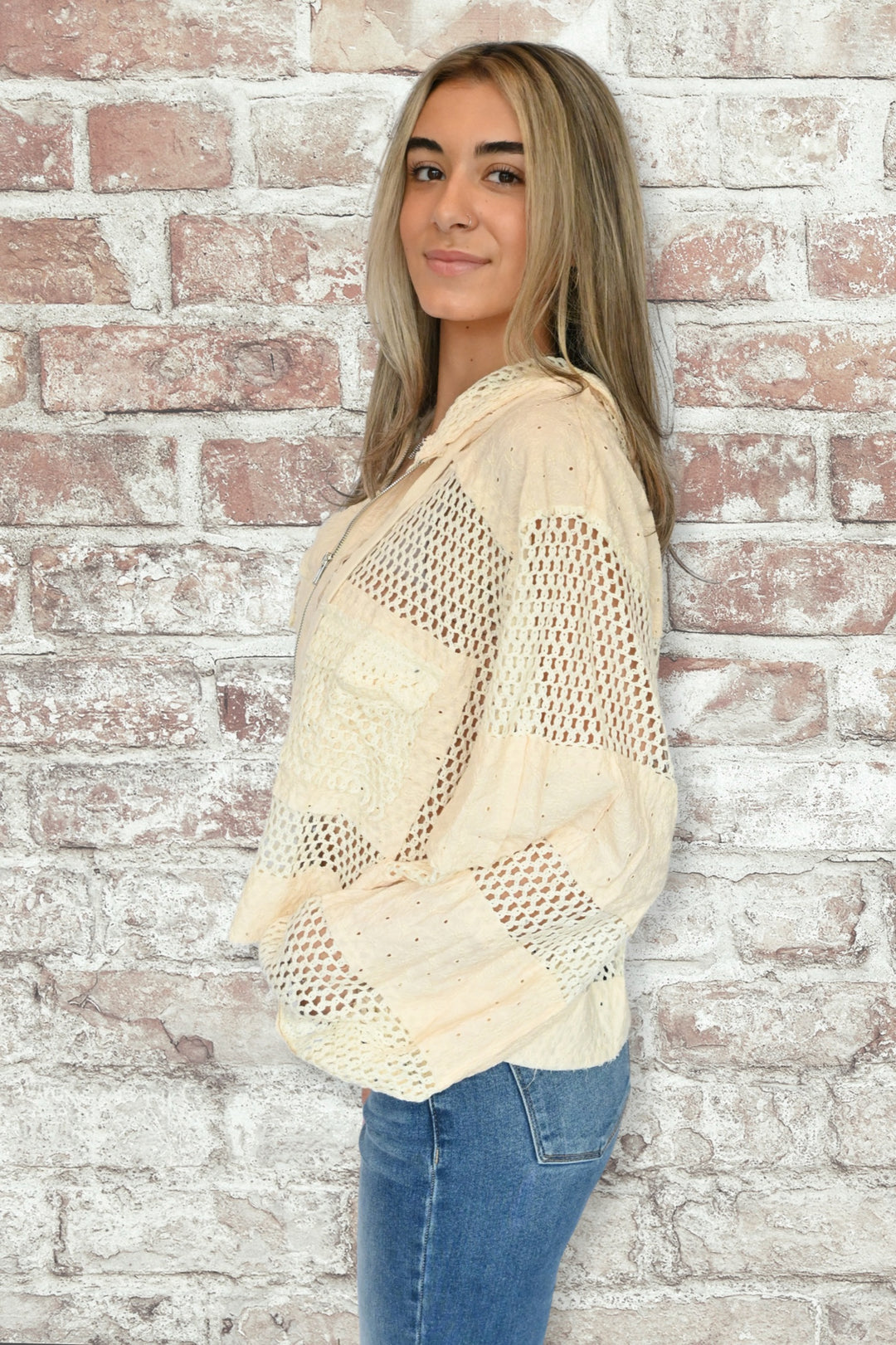 Bella Crochet Hooded Top
