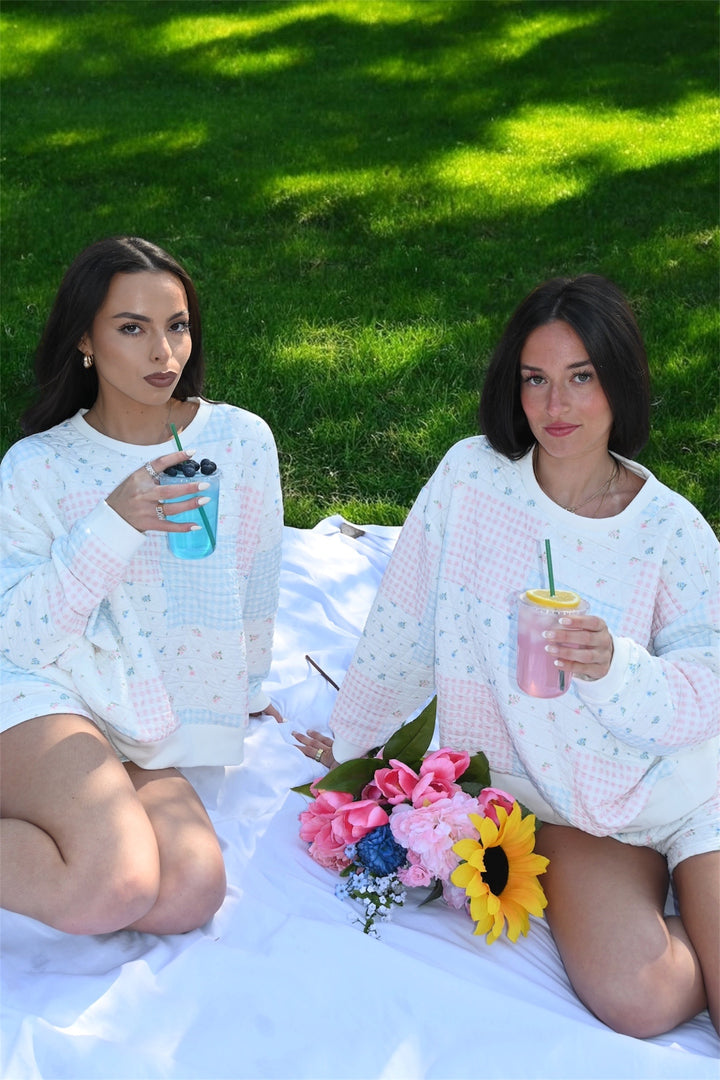 Piper Pastel Patchwork Crop Crewneck