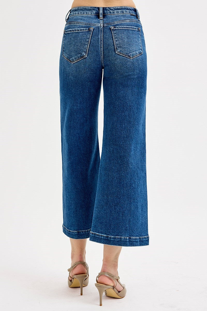 Mid Rise Wide Crop Jeans