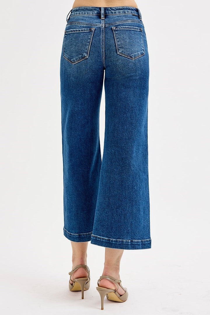 Mid Rise Wide Crop Jeans