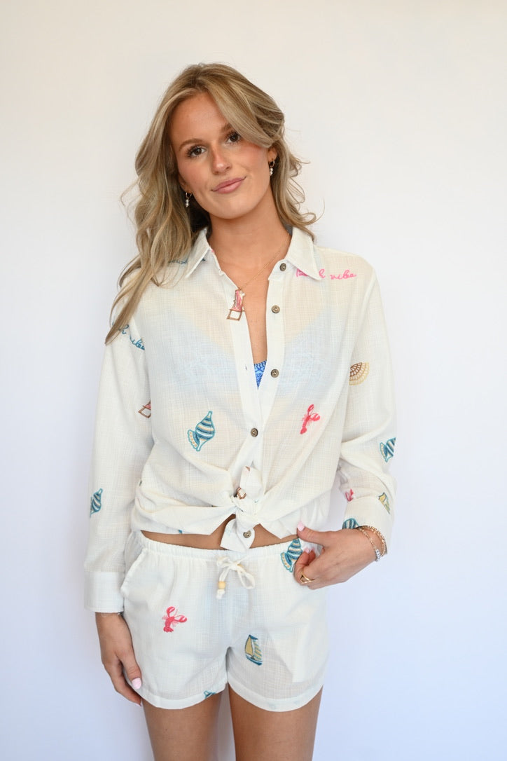 Beach Vibes Embroidered Shorts