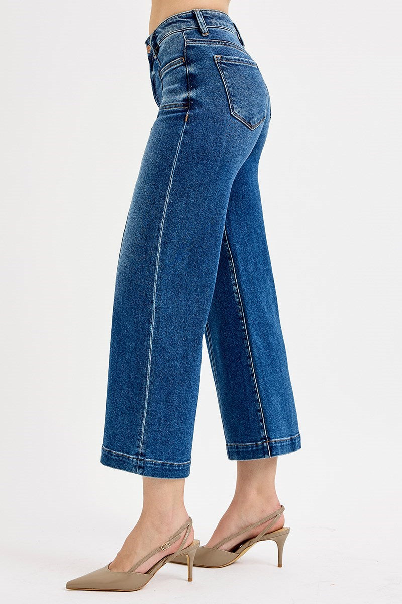 Mid Rise Wide Crop Jeans