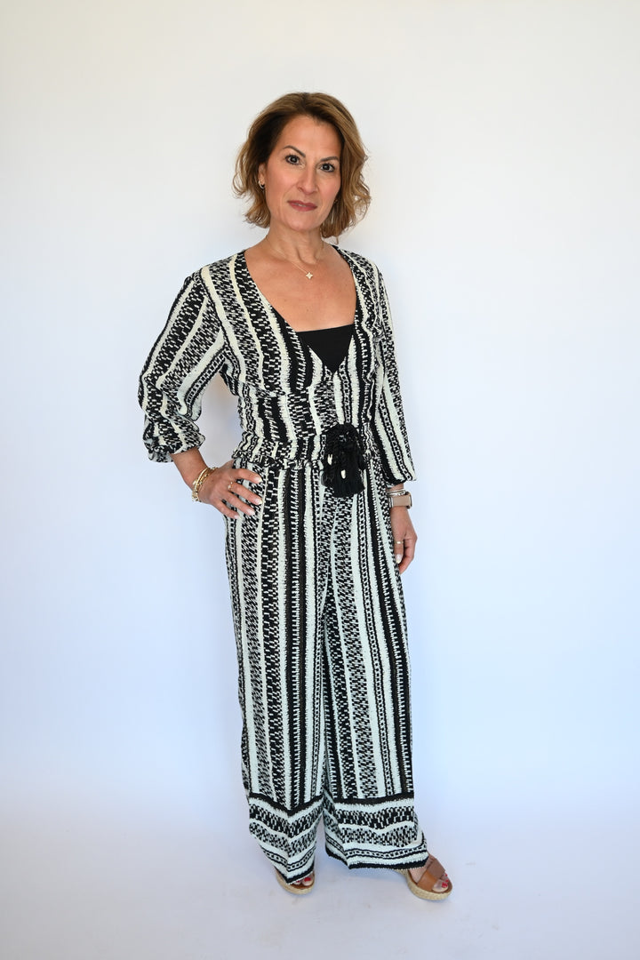 Geo Stripe Printed Long Sleeve Top