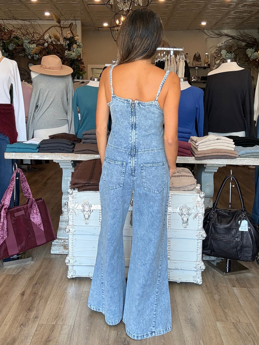 Denim Grommet Jumpsuit