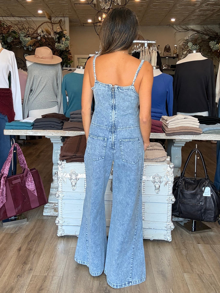 Denim Grommet Jumpsuit