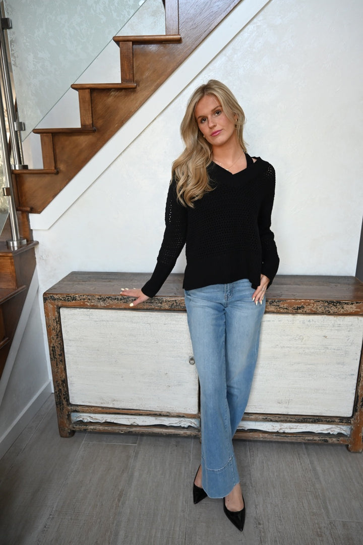 Cameron Crochet V-Neck Sweater