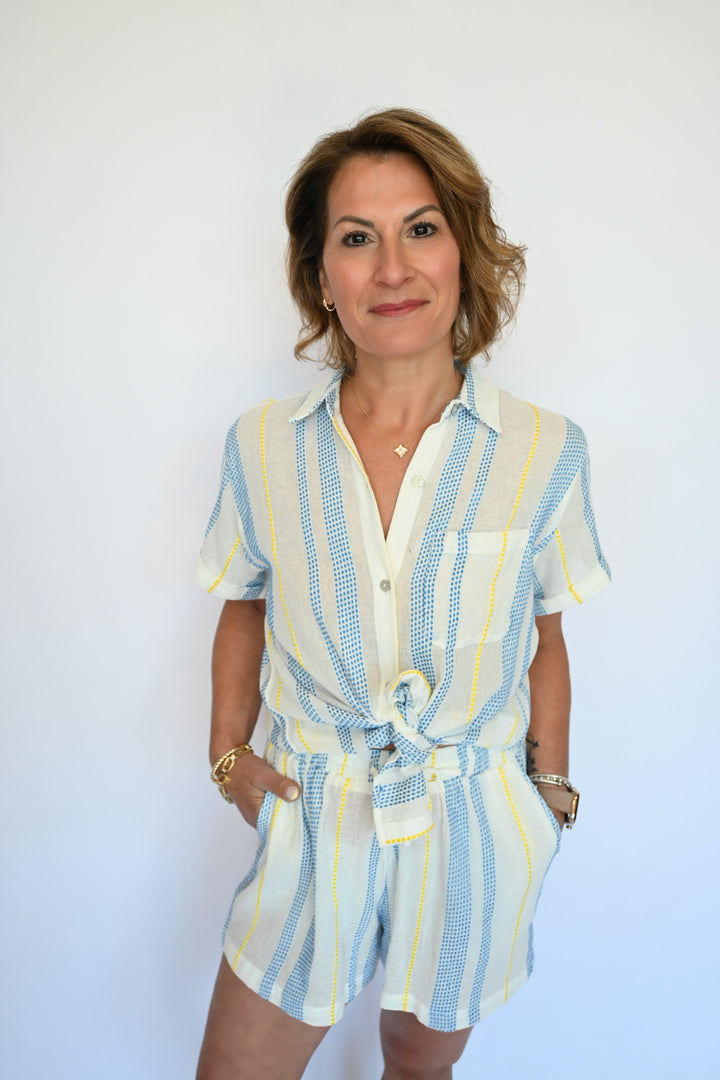 Blueberry Button Down Top