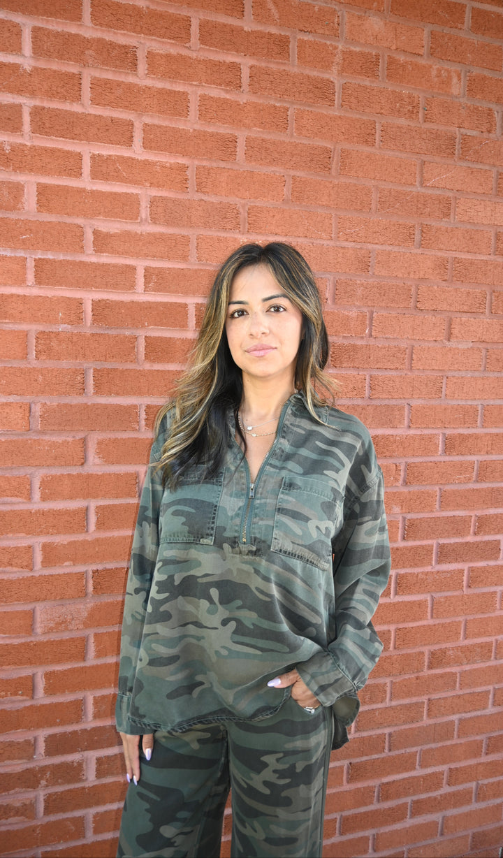 Camo Tencel Quarter Zip