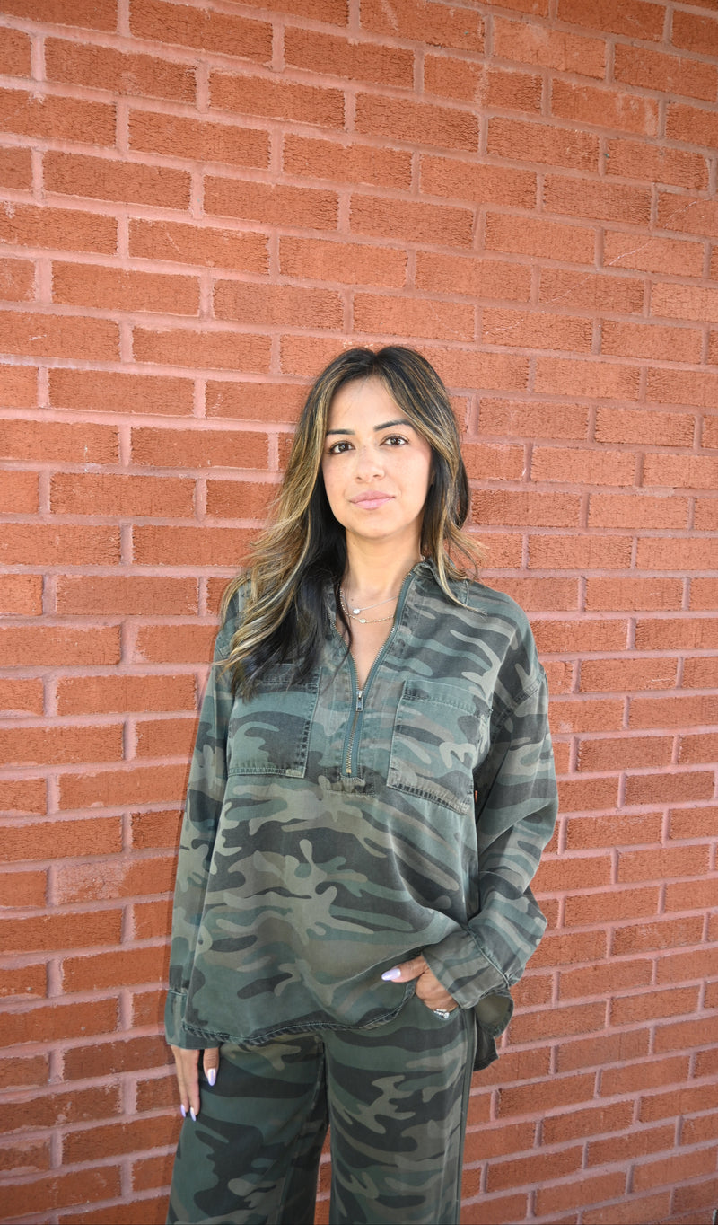Camo Tencel Quarter Zip