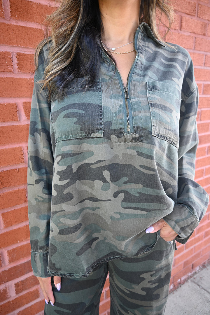 Camo Tencel Quarter Zip